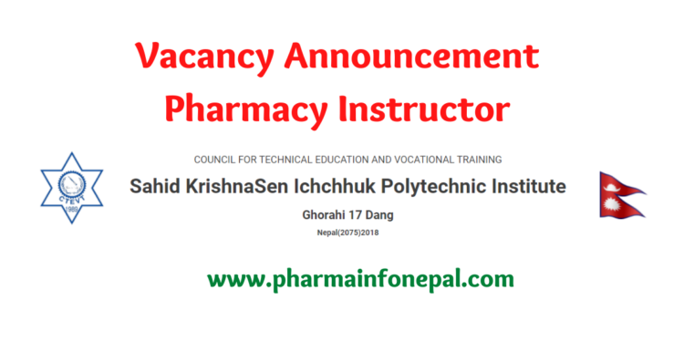 Pharmacy Instructor Vacancy Sahid KrishnaSen Ichchhuk Polytechnic Institute
