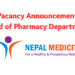 Vacancy Announcement for HOD Pharmacy Nepal Mediciti 