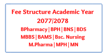 Fee Structure B Pharmacy/BPH/BNS/BDS/MBBS