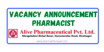 Vacancy Announcement for Pharmacist at Alive Pharmaceutical