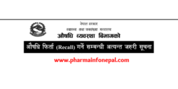 Drug Recall Notice Department of Drug Administration
