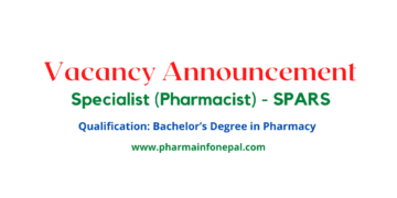 Vacancy Announcement for Specialist (Pharmacist) - SPARS 