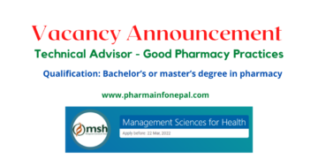 Vacancy Announcement for Technical Advisor - Good Pharmacy Practices