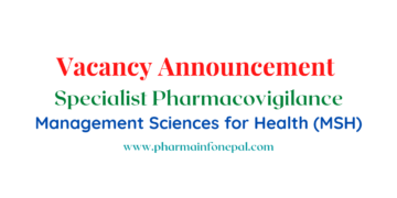 Vacancy Announcement for Specialist Pharmacovigilance at Management Sciences for Health (MSH)