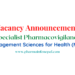 Vacancy Announcement for Specialist Pharmacovigilance at Management Sciences for Health (MSH)