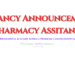 Vacancy Announcement Pharmacy Assistant