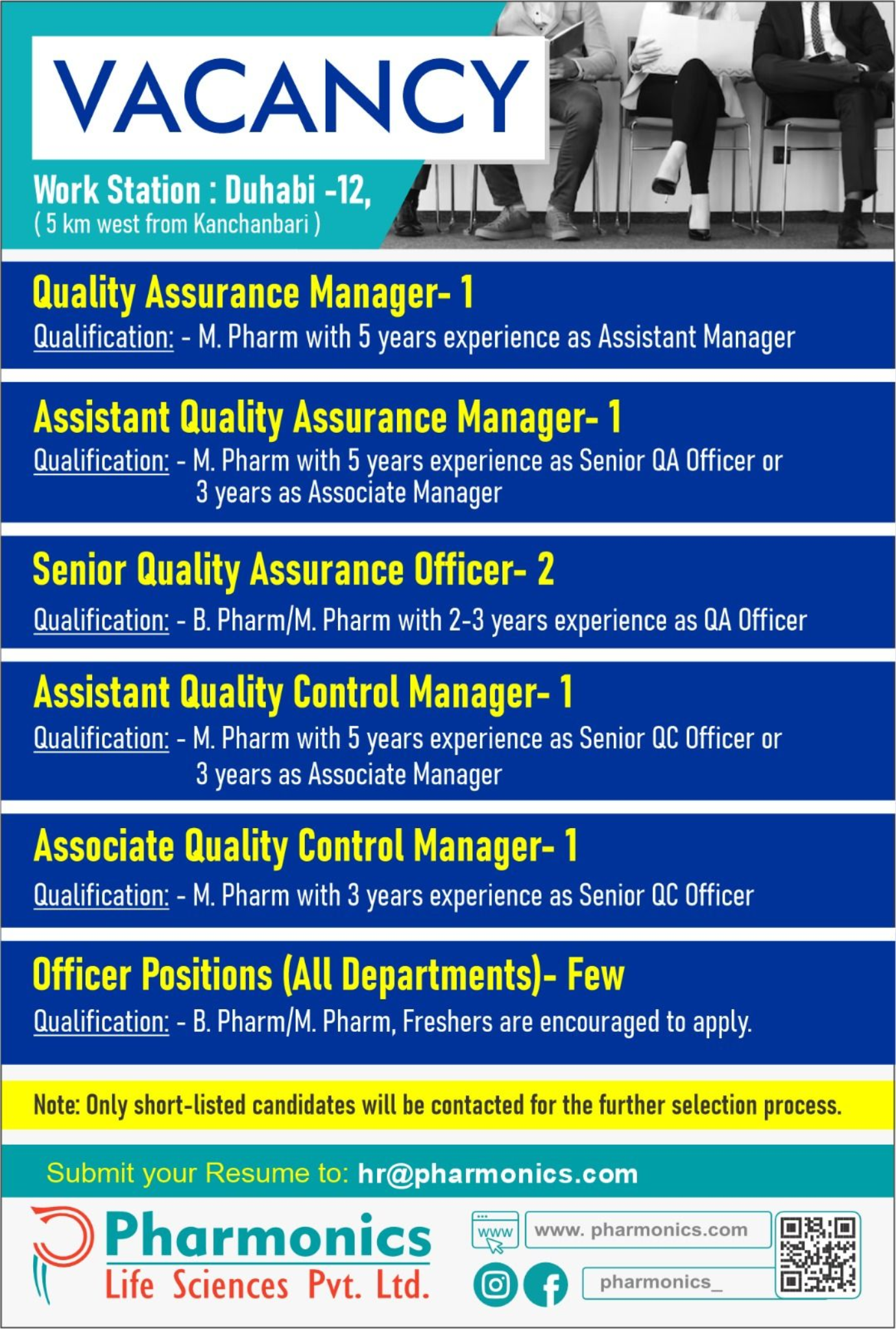 Vacancy Announcement for Pharmacist Pharmonics Life Sciences Pvt Ltd