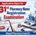 Application Open for 31st Pharmacy Name Registration Examination Nepal Pharmacy Council