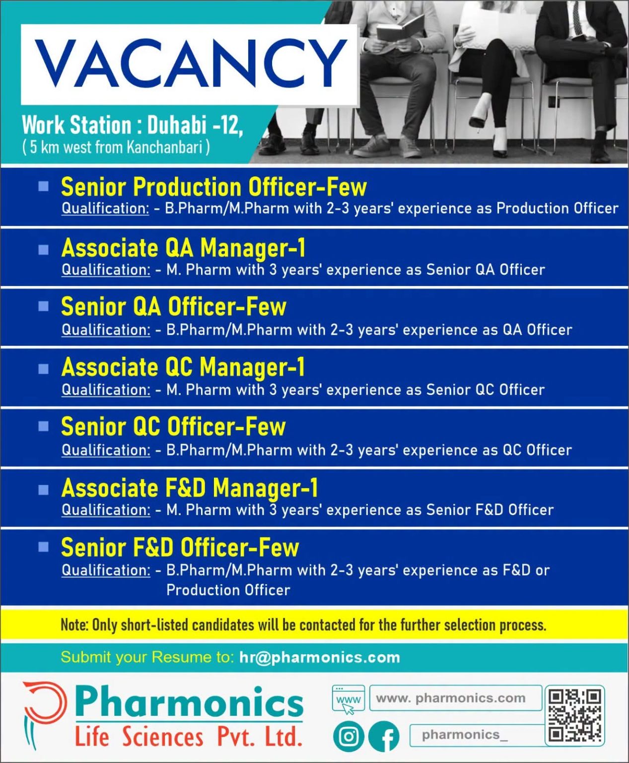 Vacancy Announcement for Pharmacist Pharmaceutical Industry