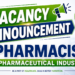 Vacancy Announcement for Pharmacist Pharmaceutical Industry 