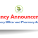 Vacancy Announcement for Pharmacy Officer and Pharmacy Assistant